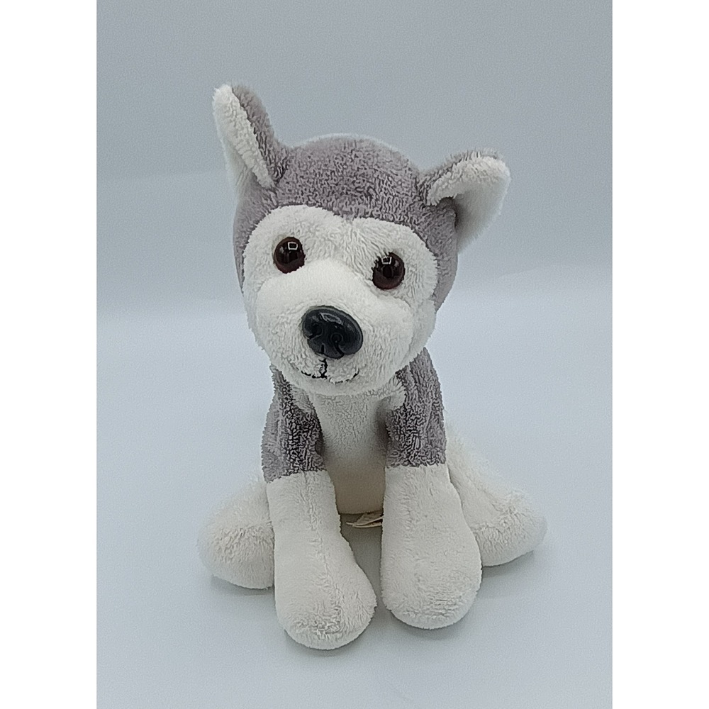 6" CALTOY Grey Gray White BEANBAG Plush HUSKY‎ Wolf Dog Br